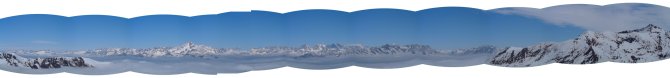 Panoramica a 270� sulle Alpi Retiche dalla Motta di Scais